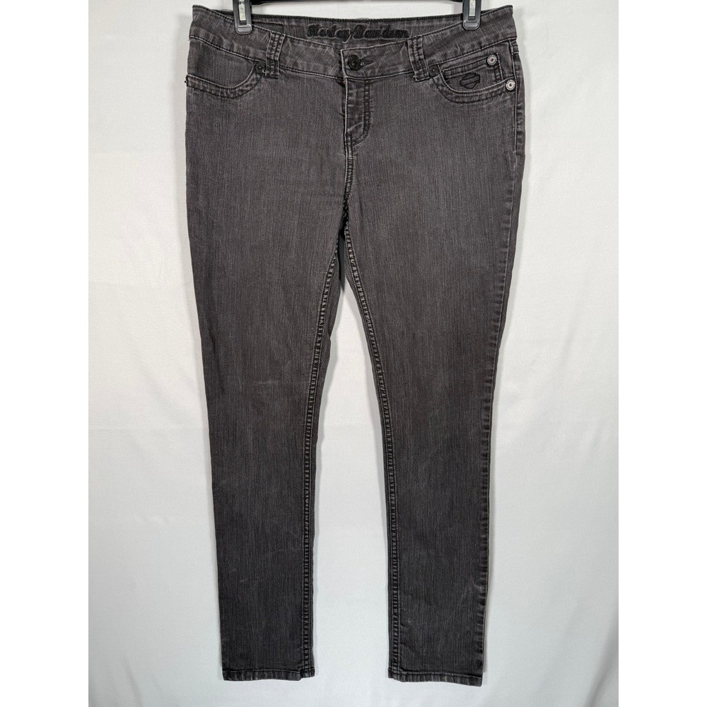 Harley Davidson Womens Jeans 16 Tall Charcoal 99167-14VT‎ Biker Moto